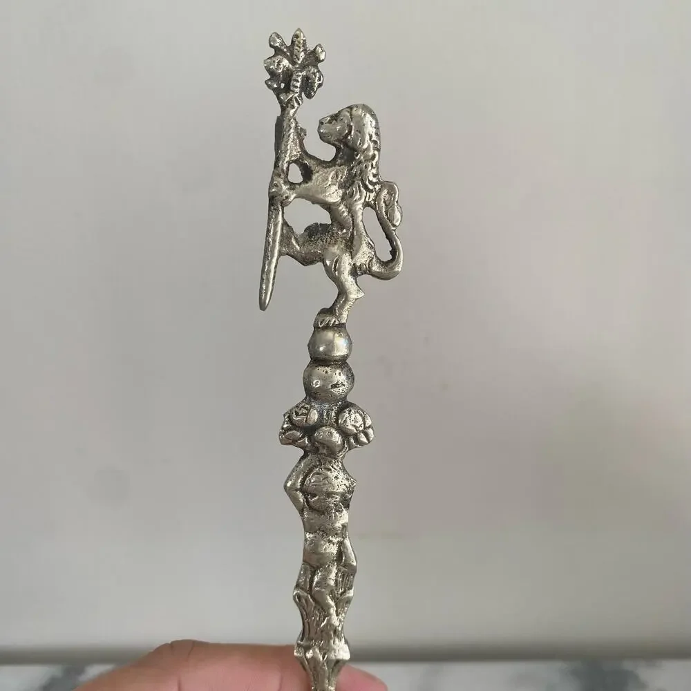 Ugo Bellini Set Of 2 Italian Ornate Metal Serving Fork Spoon Baroque Cherub Lion